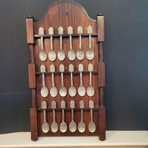 Vintage Franklin Mint Craftsmen of America Pewter Spoon Set w/ Rack